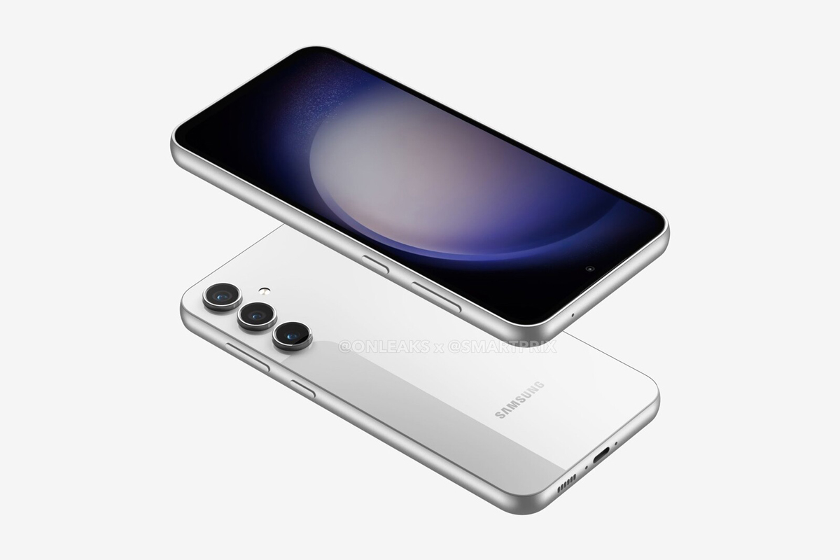 Zwei Smartphones von Samsung vor einem weißen Hintergrund.