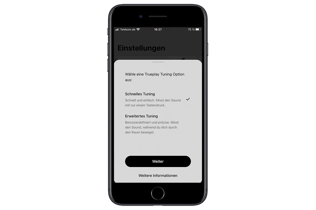 Soundbox Sonos Era 300 per Smartphone einrichten – Einstellungs-Screenshot.