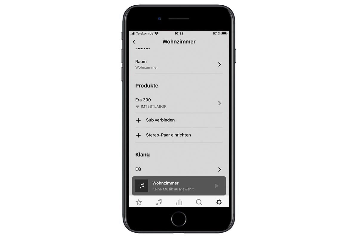 Soundbox Sonos Era 300 per Smartphone einrichten – Einstellungs-Screenshot.