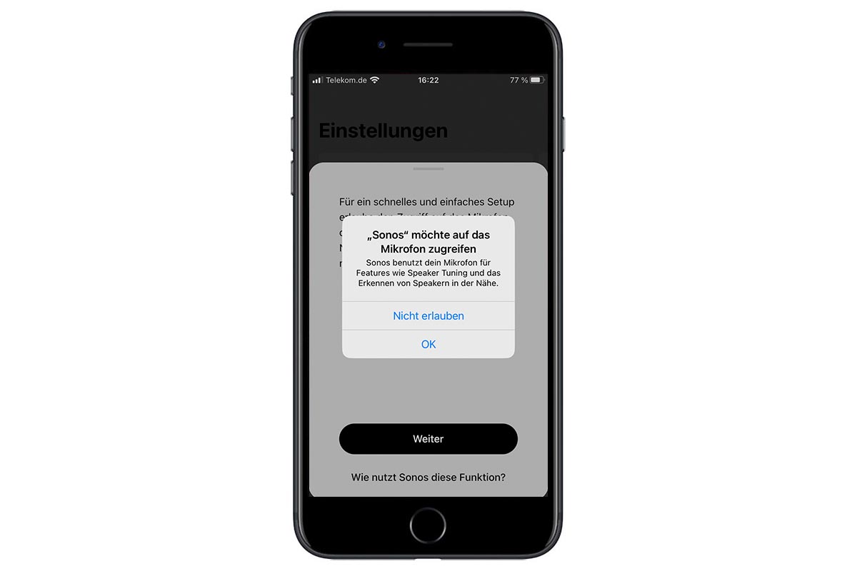 Soundbox Sonos Era 300 per Smartphone einrichten – Einstellungs-Screenshot.