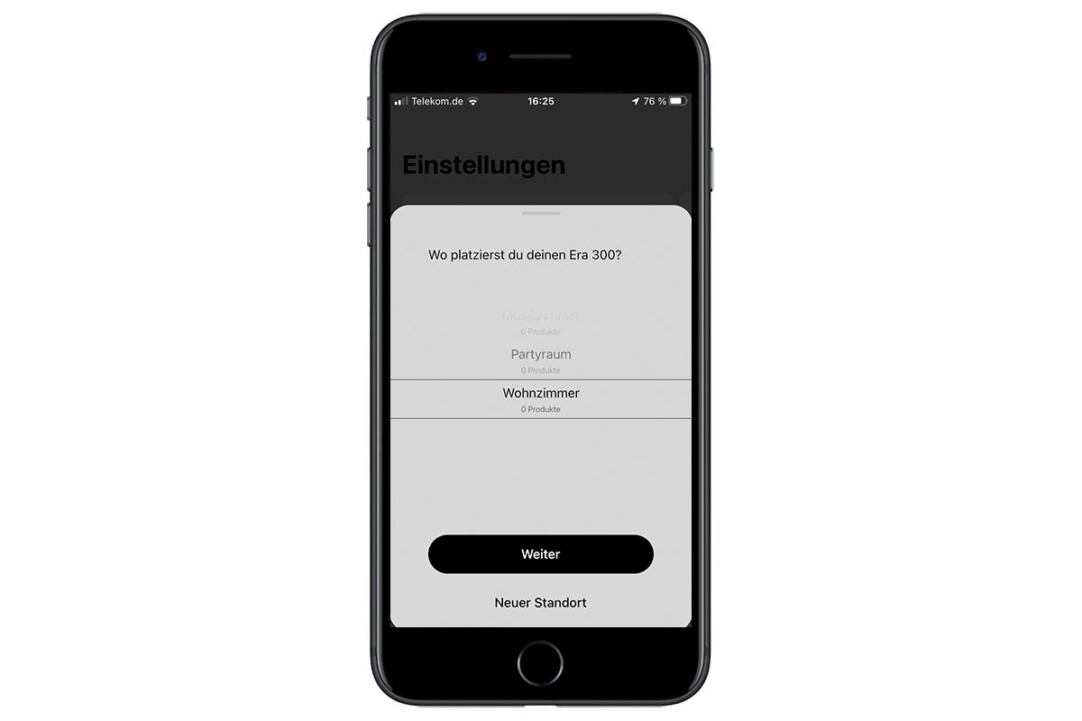 Soundbox Sonos Era 300 per Smartphone einrichten – Einstellungs-Screenshot.