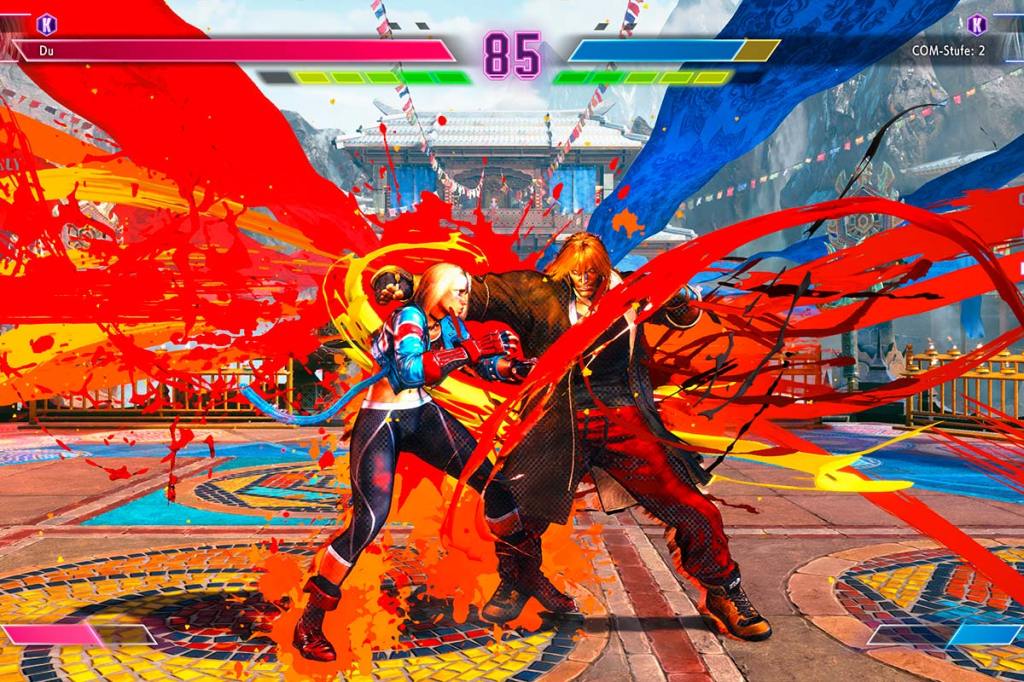 Ein Bild aus dem Videospiel Street Fighter 6. Man sieht schon wieder wilde Spezialeffekte.