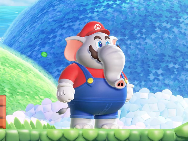 Bild des Videospiels Super Mario Bros. Wonder, das Mario als Elefant zeigt.