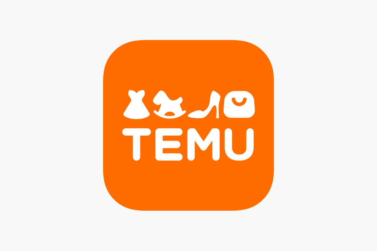Logo der Temu-App vor einem hellen Hintergrund.