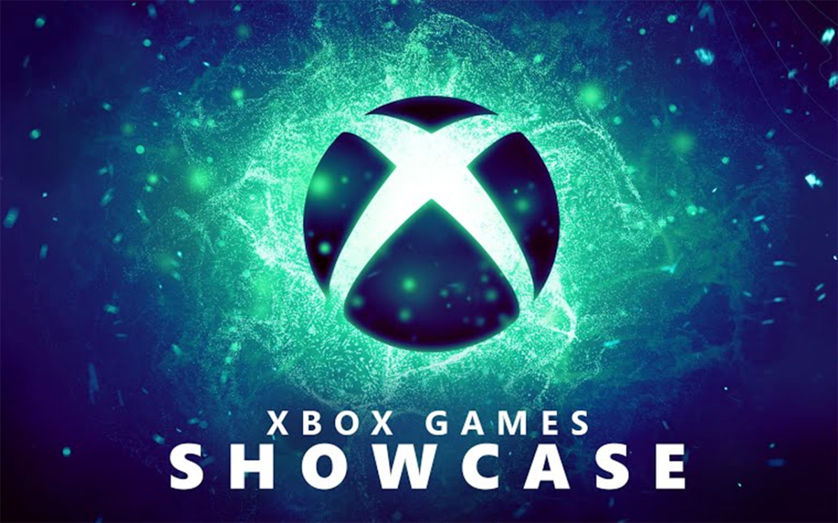 Das Xbox-Logo mit grünem Wirbel vor blauem Hintergrund
