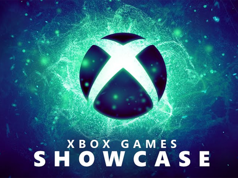 Das Xbox-Logo mit grünem Wirbel vor blauem Hintergrund