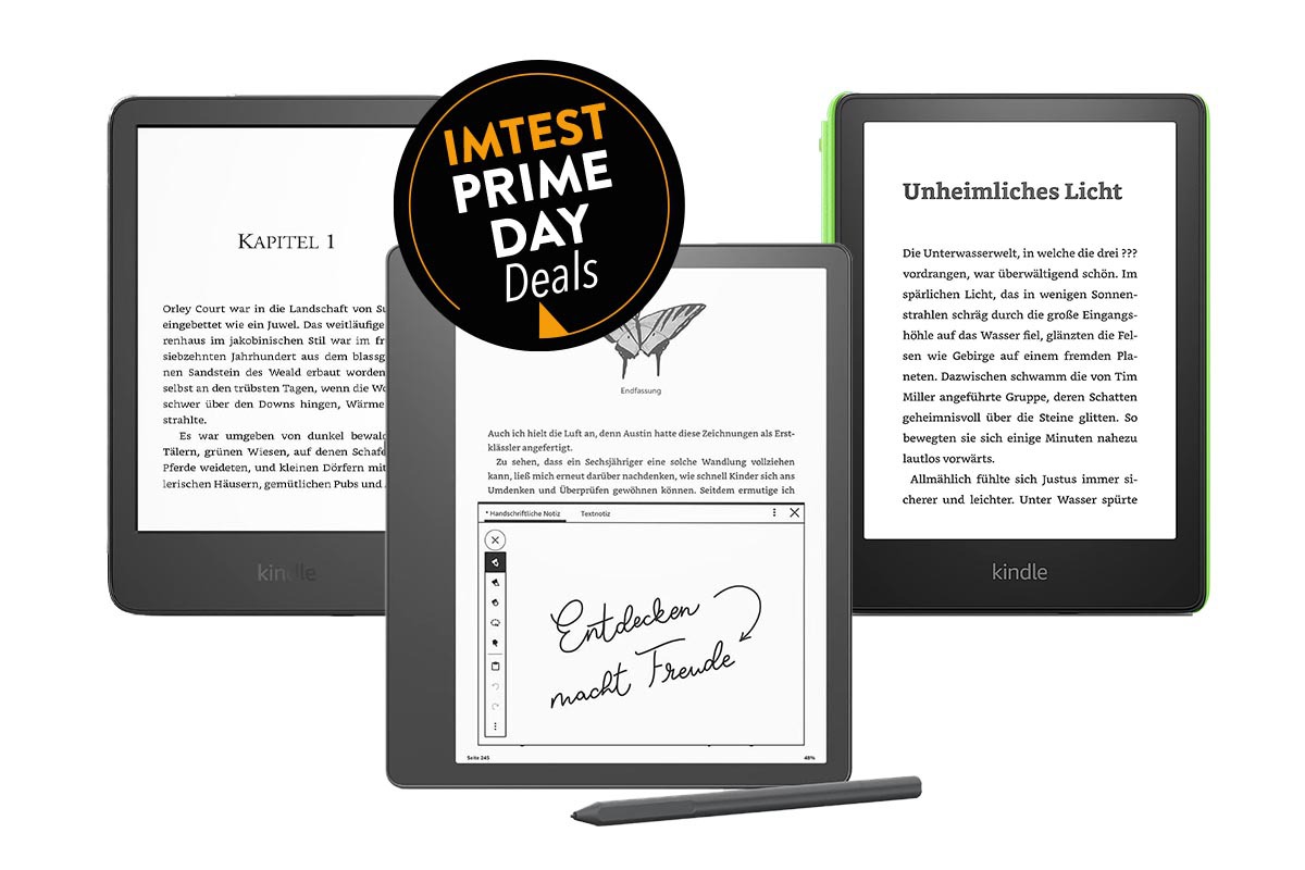 Drei E-Book-Reader von Amazons Kindle.
