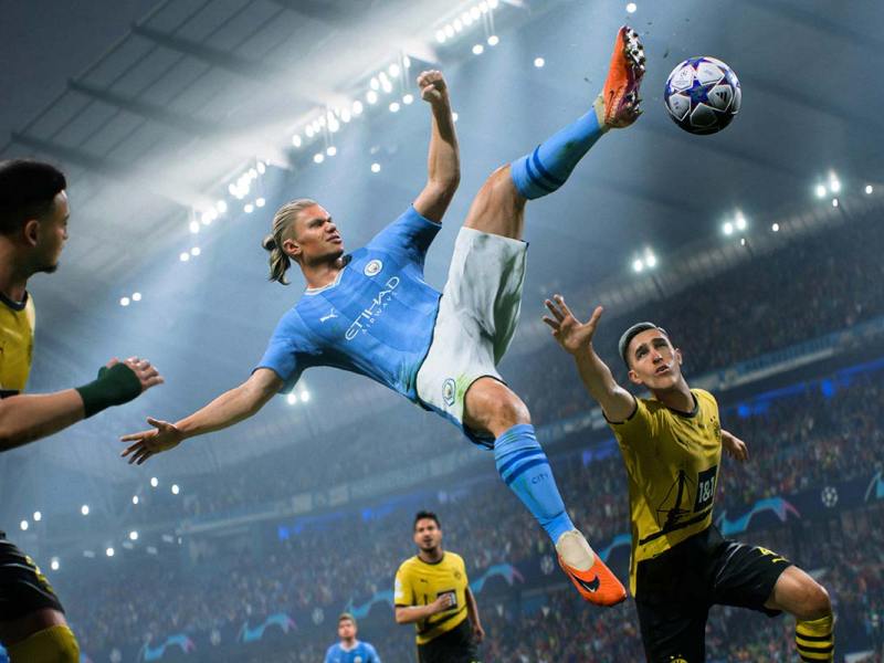 Bild aus dem neuen EA Sports FC24, das Erling Haaland zeigt.