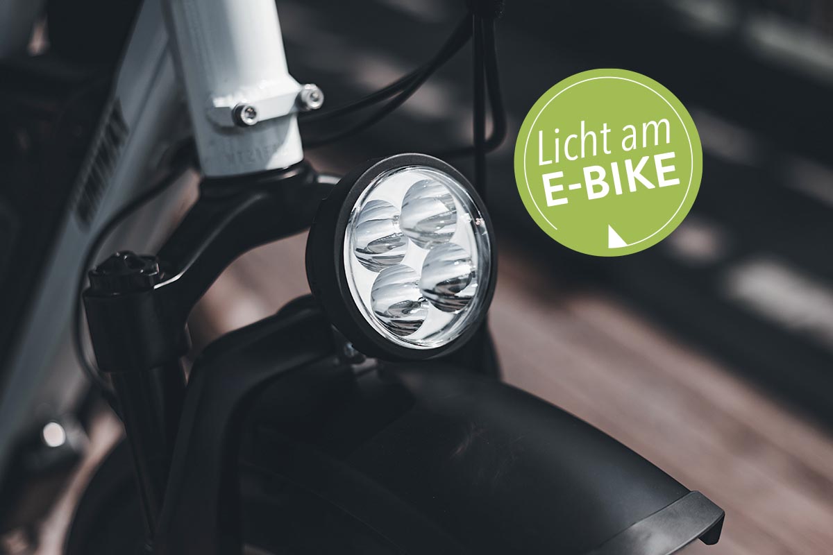 E-Bike-Beleuchtung: Detailbild Fahrrad-Vorderlampe.
