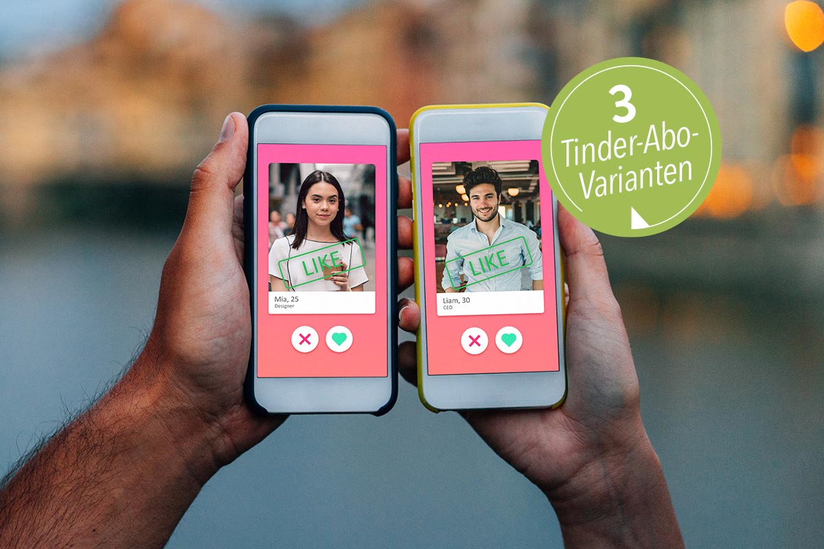 Zwei Handys mit Tinder Screens