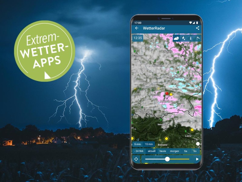 Smartphone vor einem Gewitter.