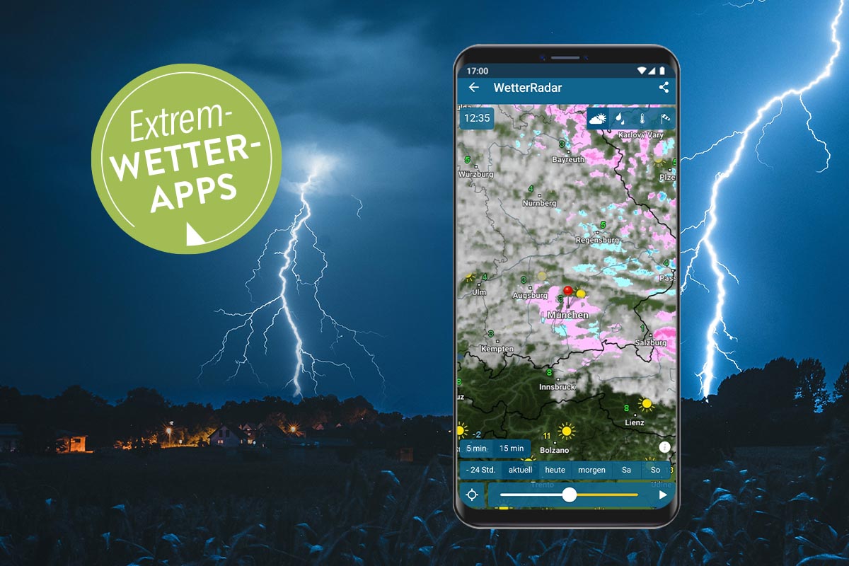 Smartphone vor einem Gewitter.