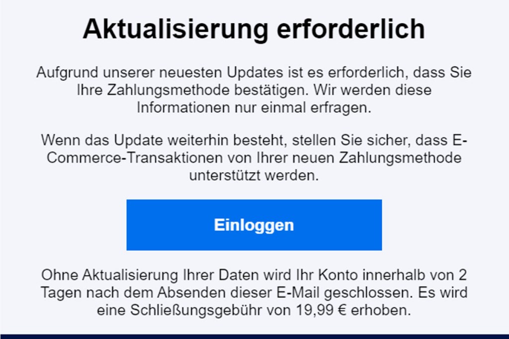 Screenshot einer Phishing-Mail