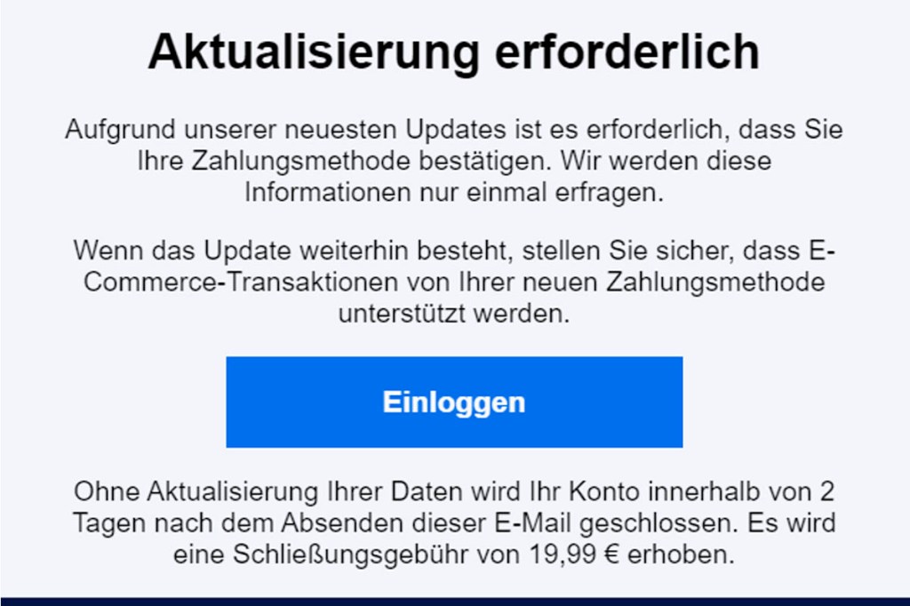 Screenshot einer Phishing-Mail