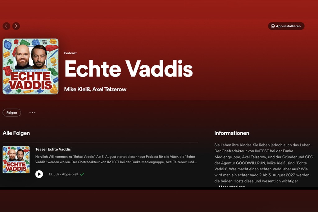 Der "Echte Vaddis"-Podcast auf Spotify.