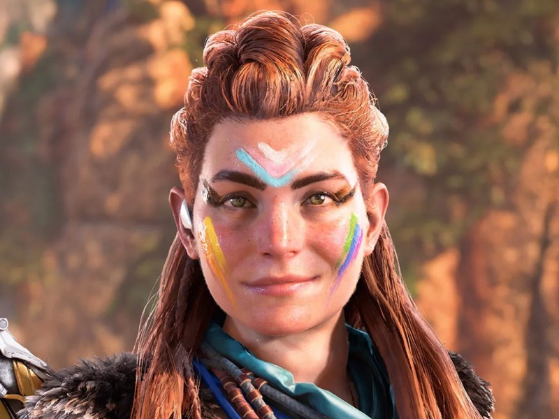 Gesicht des Horizon Forbidden West-Hauptfigur Aloy.