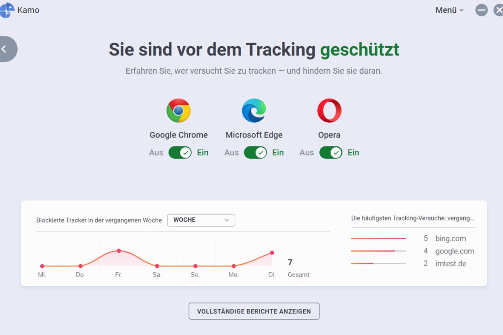 Kamo Tracking-Schutz