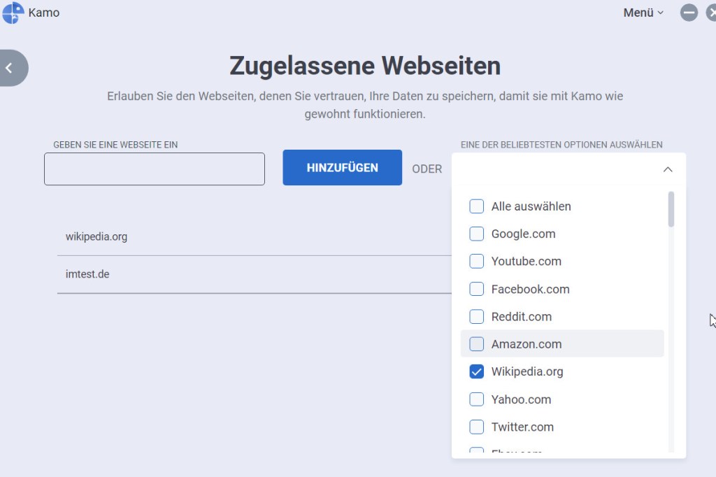 Zugelassene Webseiten-Modul