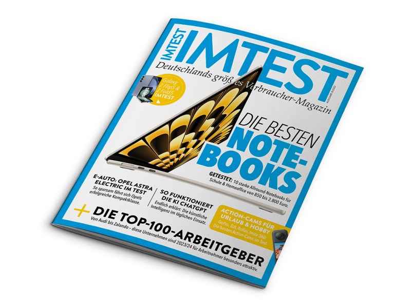 Cover-Bild der neuen IMTEST-Ausgabe, mit Notebook auf dem Cover.