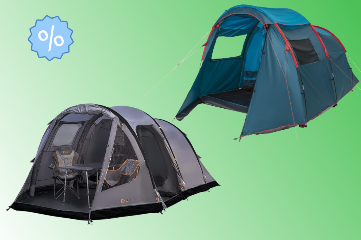 Produktbilder der Zelte von Portal Outdoor bei Aldi und des Rocktrail Campingzelt von Lidl