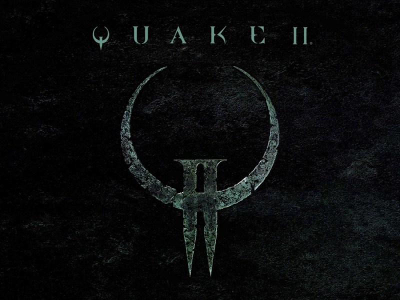 Das Logo des Shooters Quake 2 auf dunklem Hintergrund