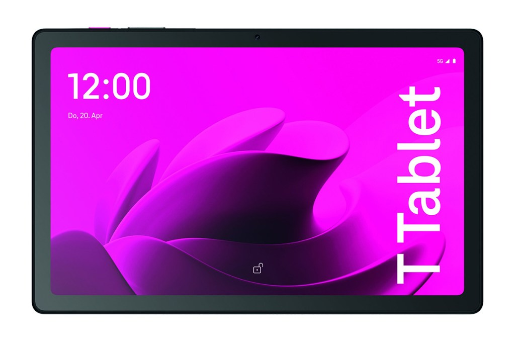 Das neue T-Tablet von vorne vor weißem Hintergrund.