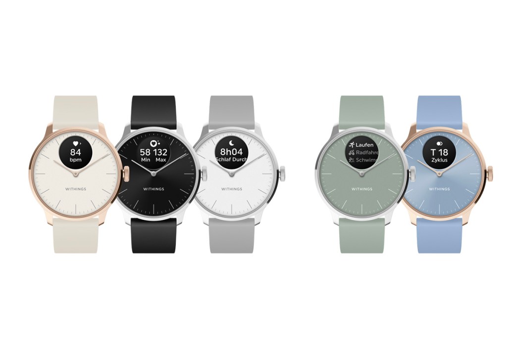Das Farbsortiment der Withings ScanWatch Light.
