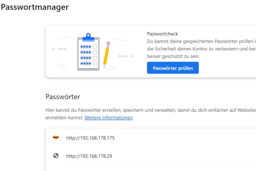 Chrome neuer Passwortmanager
