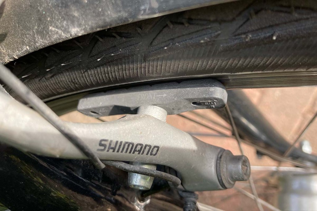 Nahaufnahme Felgenbremse Fahrrad
