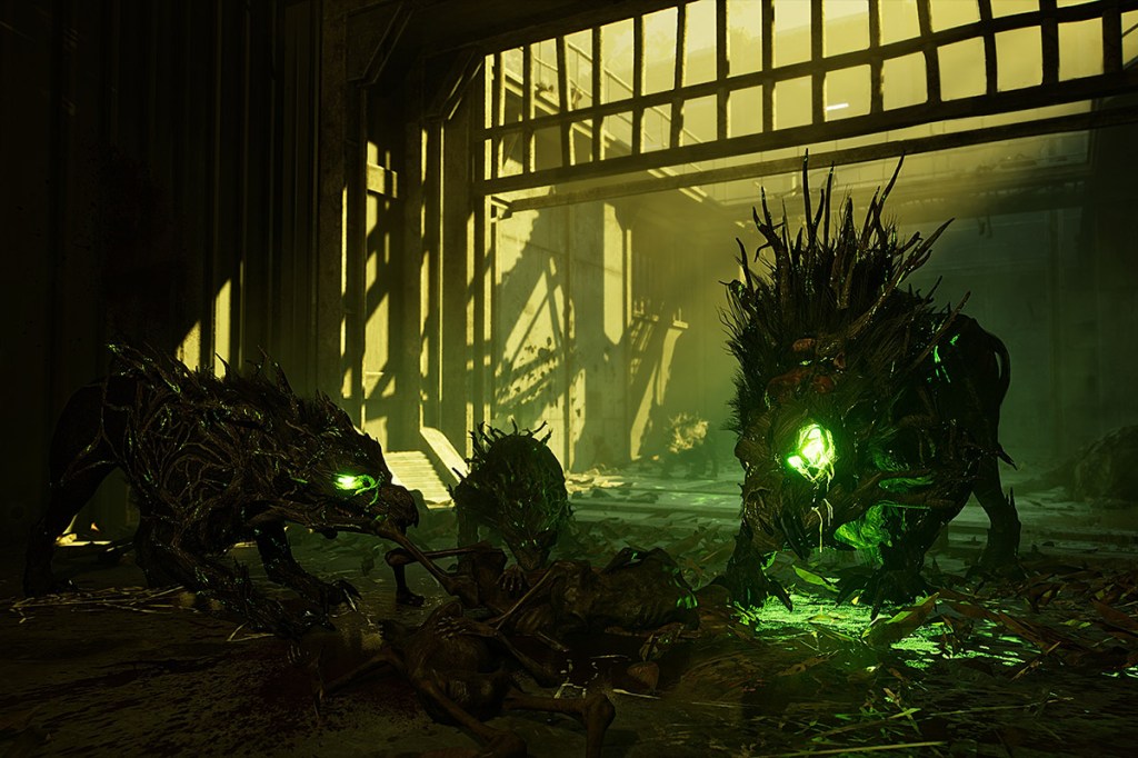 Ein Screenshot aus dem Spiel Serum. schleimig mutierte Tiere lugern in einem Gefängnis herum