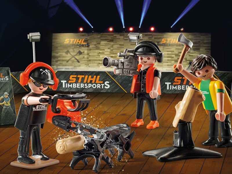 Das STIHL Playmobil-Set des Holzfällerwettbewerbs