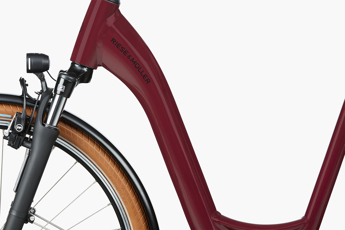 Detailaufnahme der Federgabel bei Riese & Müller E-Bike Swing4.