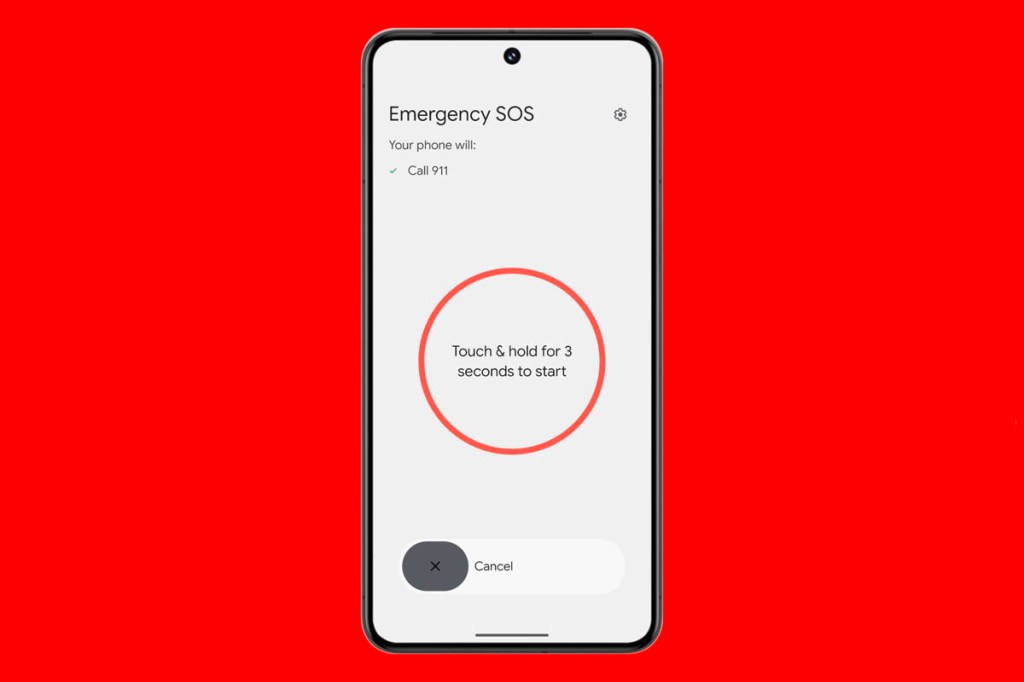 Android Notfall Bildschirm-Anzeige vor rotem Hintergrund