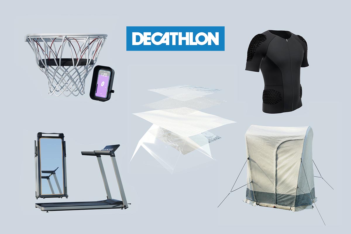 Produkt Neuheiten von Decathlon auf blauem Hintergrund.