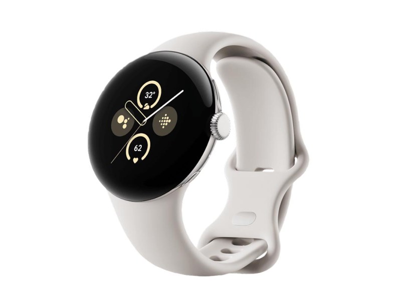 Google Pixel Watch 2 auf weißem Grund.