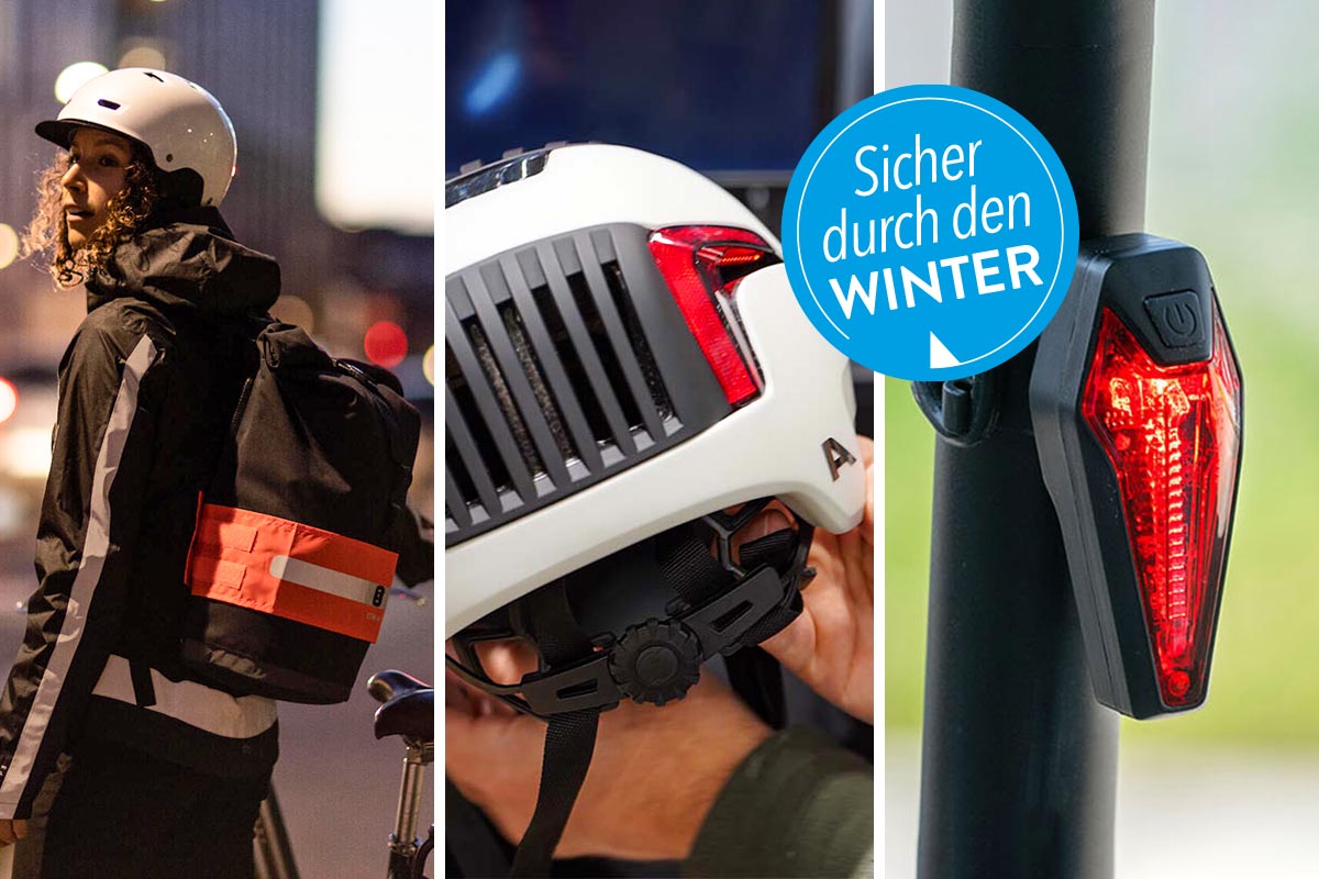 Produkte zur Beleuchtung auf einem dreigeteiltem Bild.