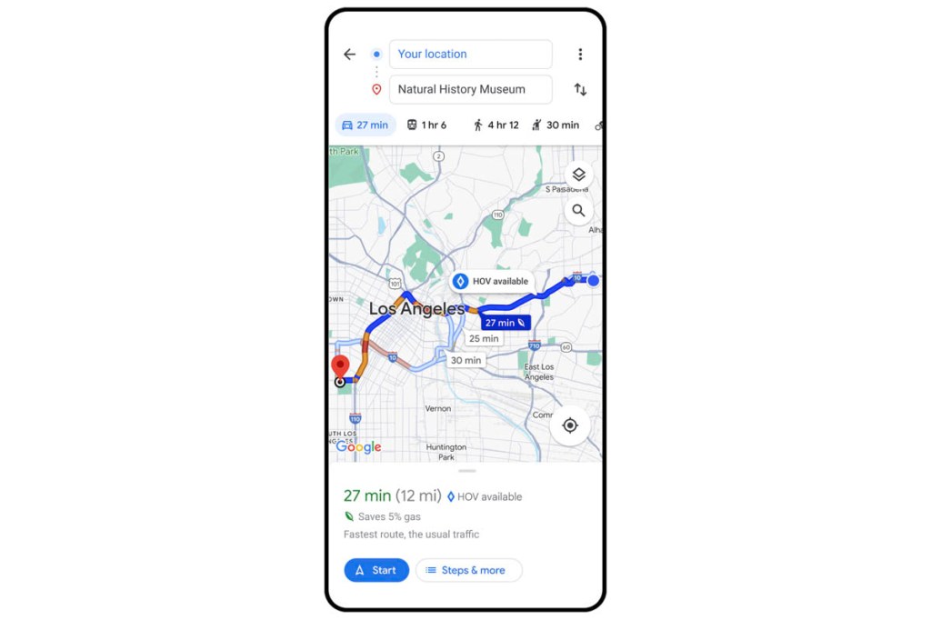 Screenshot einer Google Maps Karte auf einem Smartphone