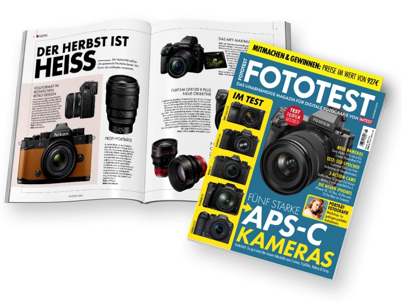 FOTOTEST 6/23: Fujifilm GFX100 II, 5 starke APS-C-Kameras, Sony Alpha 7C R, iPhone 15 & mehr Tests