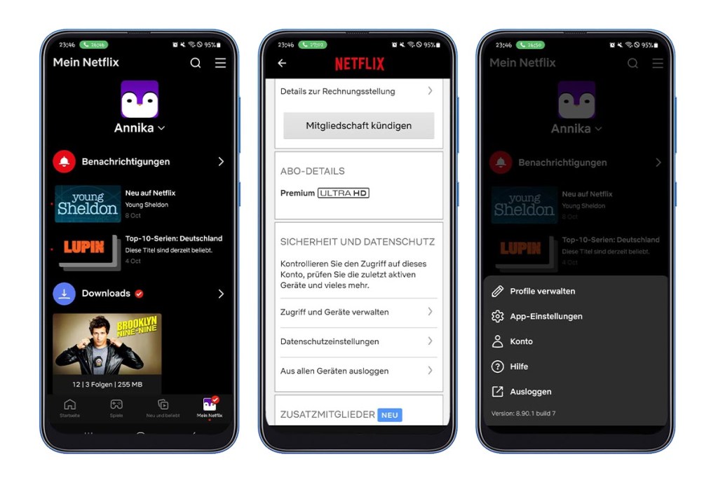 Screenshots Netflix mobil