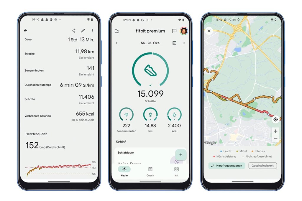 Screenshots van de Fitbit-app