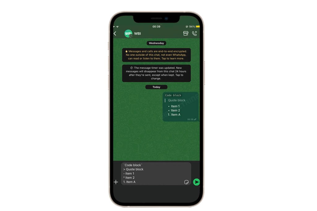 Screenshot eines Whatsapp-Chats mit grünem Hintergrund