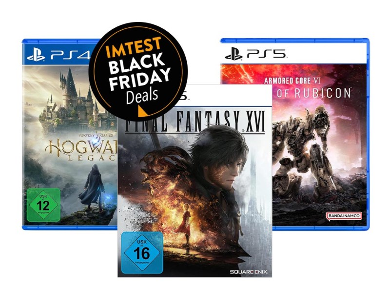 Videospiele verschiedener Hersteller auf weißem Grund.