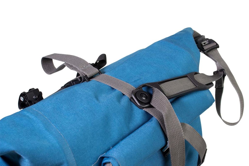 Productshot , Oberseite einer blauen Fahrradtasche