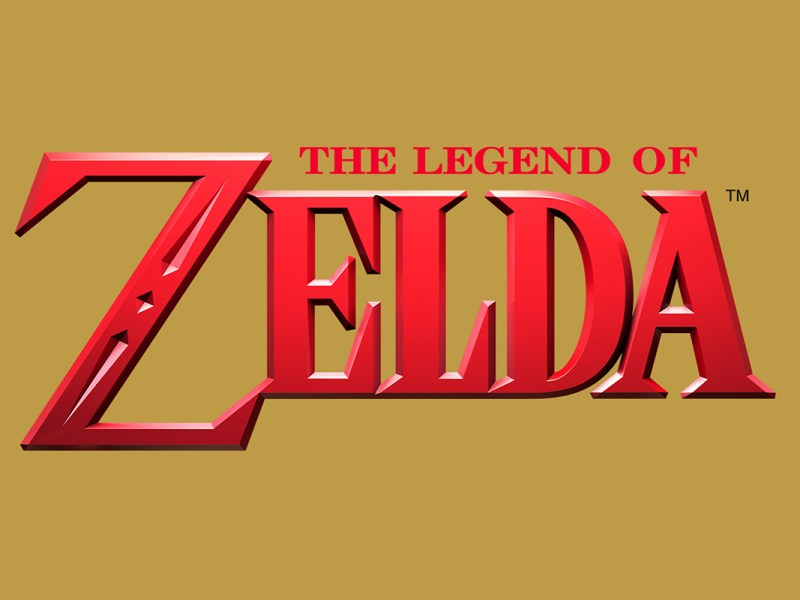 Das Logo von Nintendos Videospiel-Reihe The Legend of Zelda, auf goldenem Hintergrund.