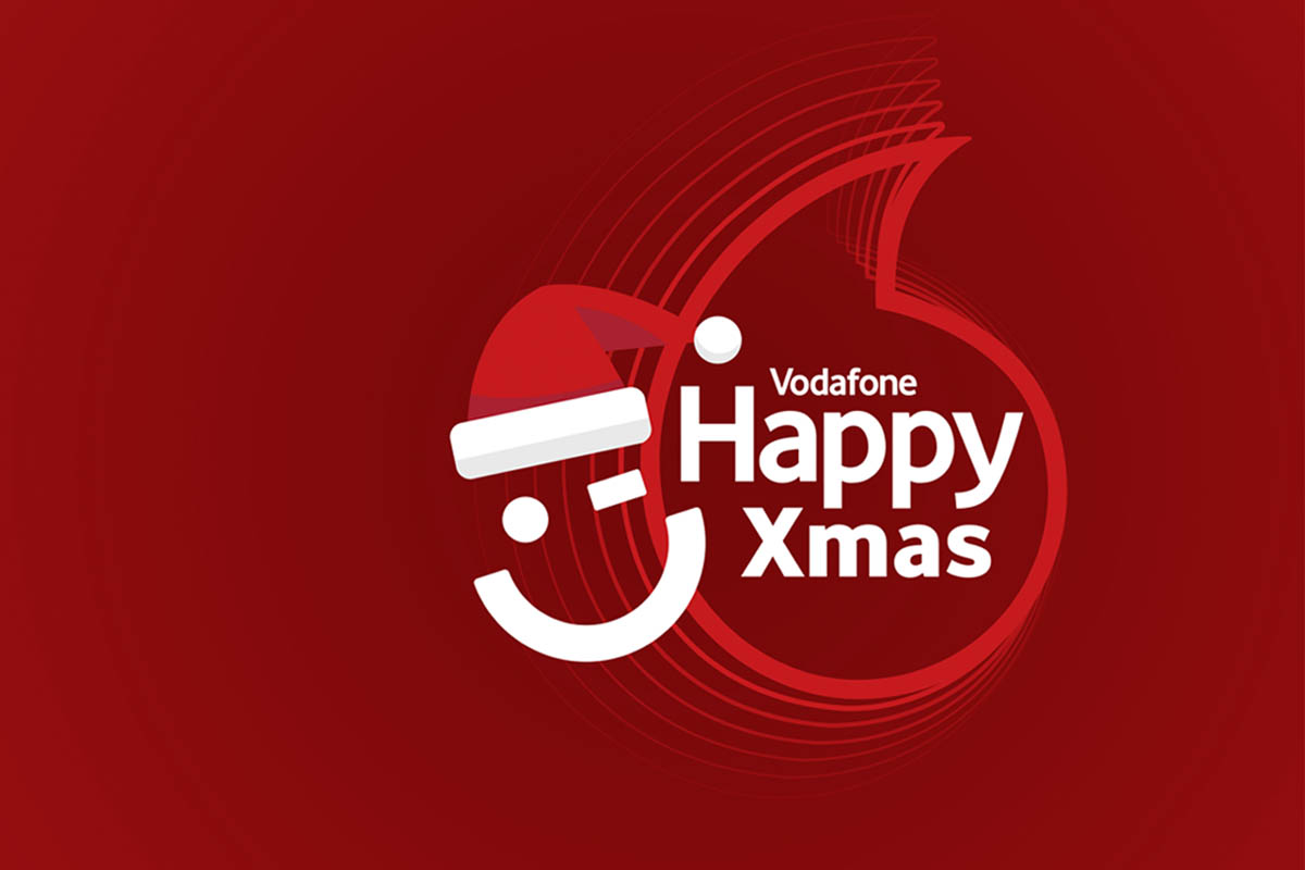 Rote Vodafone-Weihnachtssale-Werbung