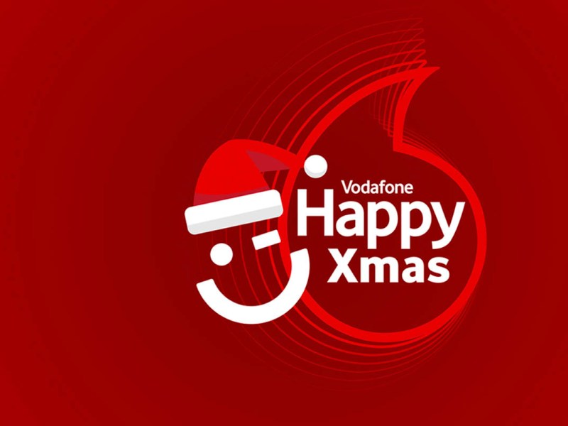 Rote Vodafone-Weihnachtssale-Werbung