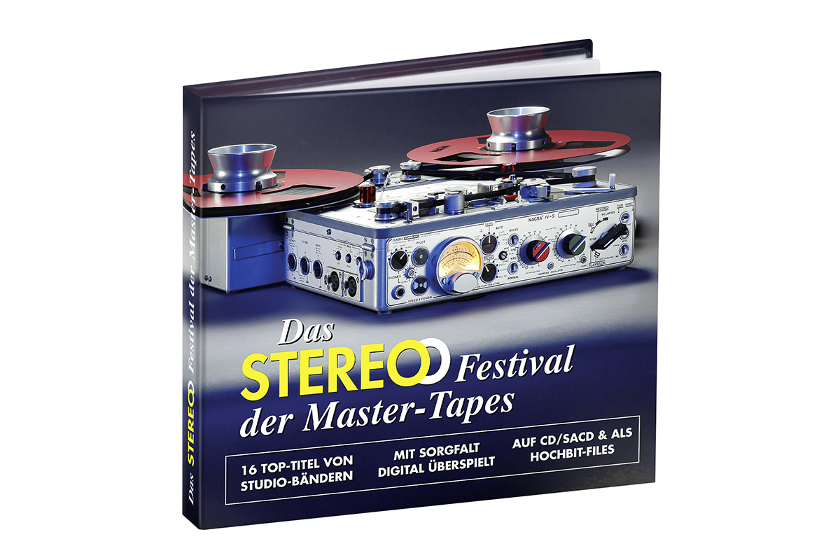 Titelbild des Digibooks von das STEREO Festival der Master-Tapes mit der Bandmaschine.