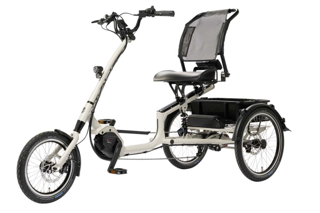 Productshot dreirädriges E-Bike, welches eines Sitz mit Lehne hat