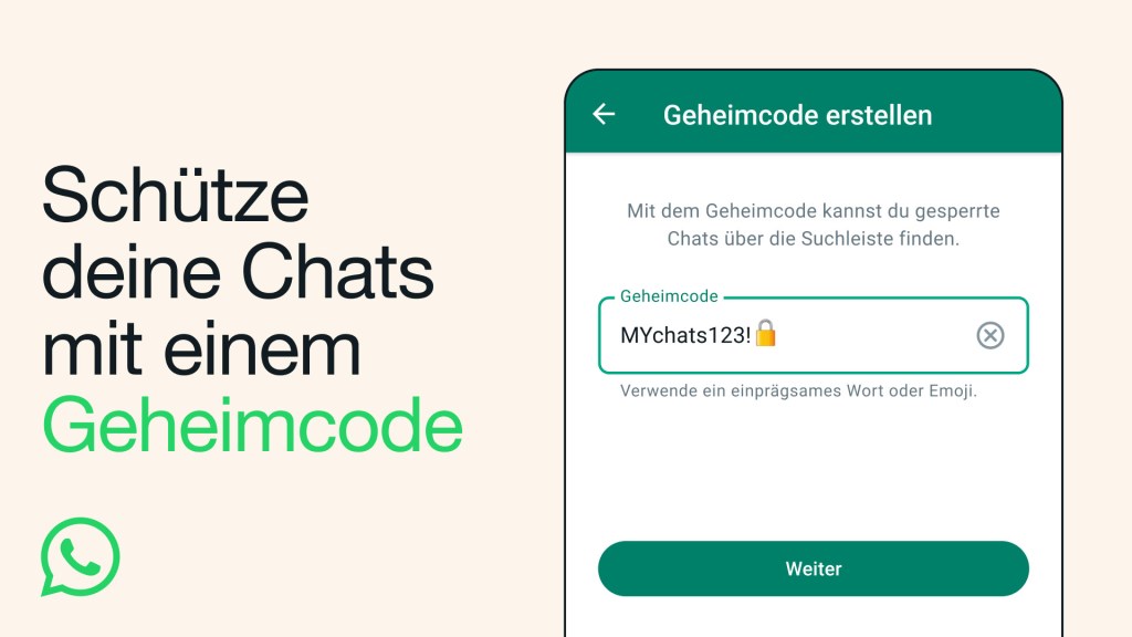 Das Bild zeigt die neue Geheimcode-Funktion von WhatsApp.