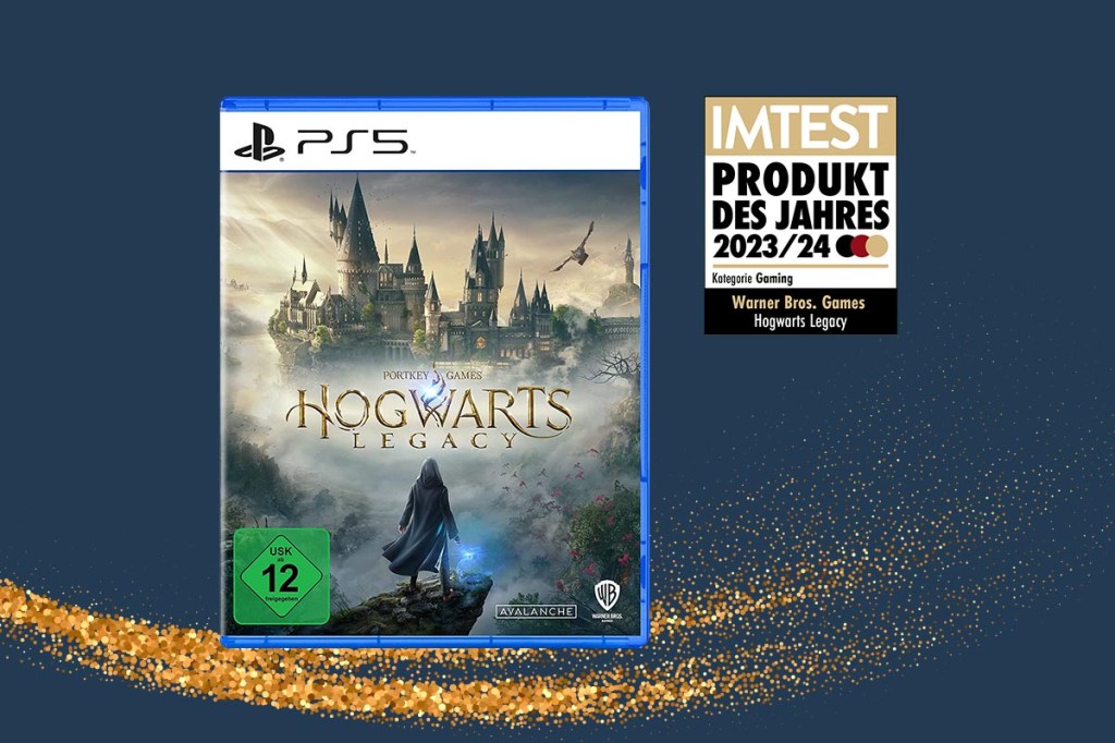 Der Packshot von Warner Bros. Games Hogwarts Legacy vor dunklem Hintergrund.